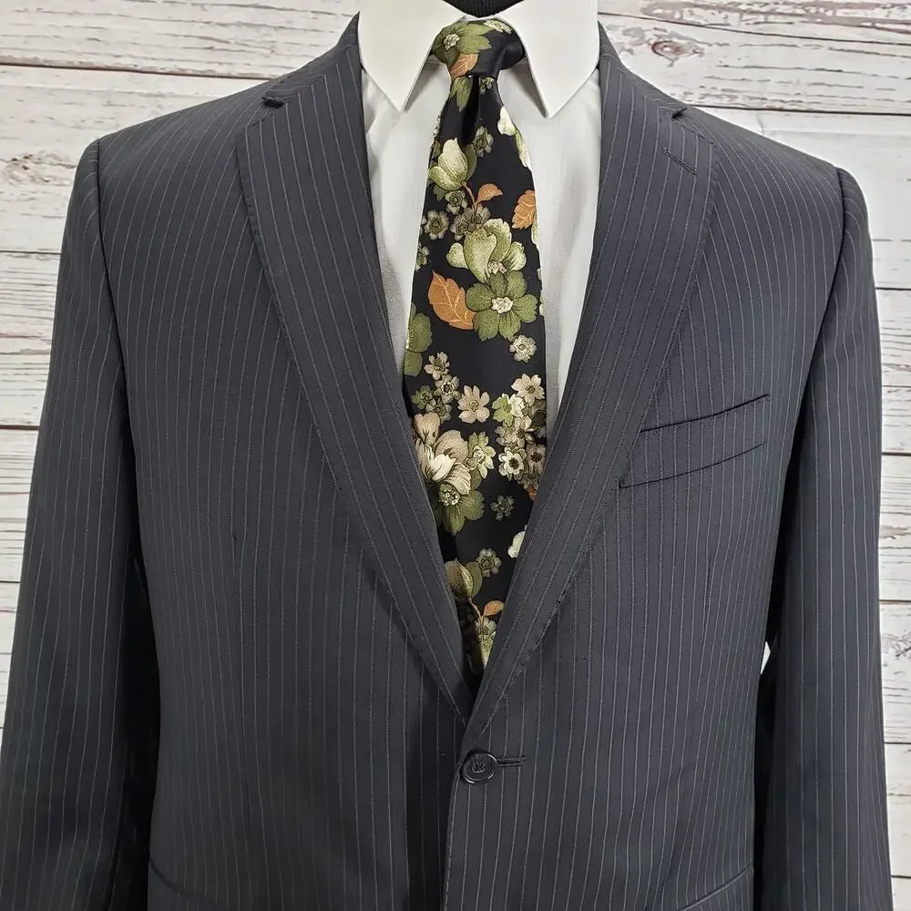 Daniel Cremieux Loro Piana Wool Dark Gray Striped Blazer Sportscoat 42R